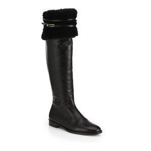 Burberry Ferriby Flat Knee High Shearling Boots